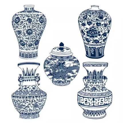 青花瓷剪纸艺术作品成品手工艺品一套