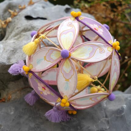 Paotian Fugui Rolling Lantern - Intangible Cultural Heritage Lantern, Bamboo-Woven DIY Silk Ball, Parent-Child Mid-Autumn Handmade Finished Product, Suitable for Dance (Violet)