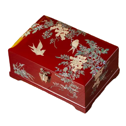 Mother-of-pearl lacquerware jewelry box multifunctional storage jewelry necklace ring bracelet wedding gift wooden high-end retro