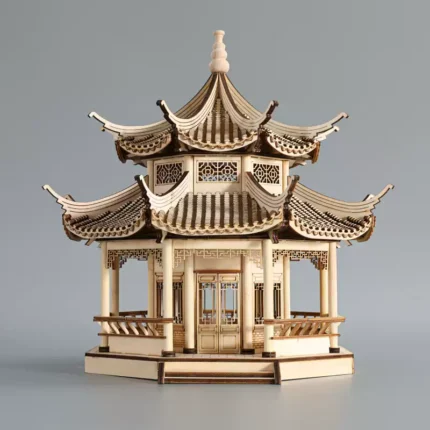 New Chinese style Zen ancient building octagonal pavilion decoration living room entrance soft decoration TV cabinet Bogu shelf study decoration