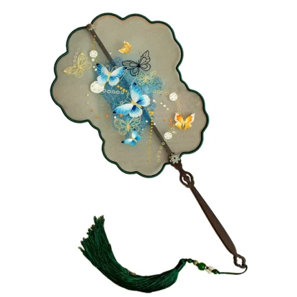 Ancient style Su embroidery fan handmade double-sided embroidered palace fan Chinese style ancient costume Hanfu tassel round fan embroidery craft gift